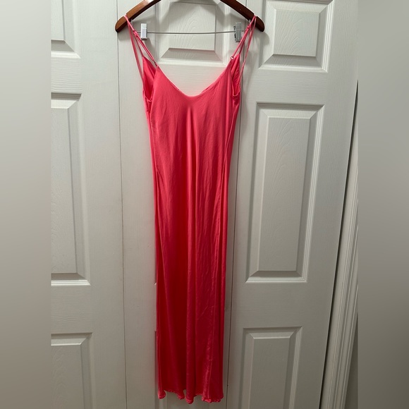 Zara bright pink midi slip dress sz small - Picture 1 of 3